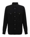 Tom Ford Black Shirt With Tonal Buttons And Patch Pockets In Cotton Man In Black