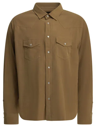 Tom Ford Corduroy Western Shirt In Brown