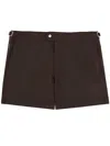Tom Ford Polyester Flat Front Single Button Swim Shorts In Brown