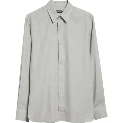 TOM FORD TOM FORD COTTON & CASHMERE MÉLANGE TWILL BUTTON-UP SHIRT
