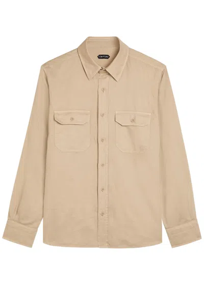 Tom Ford Cotton And Linen-blend Shirt In Brown
