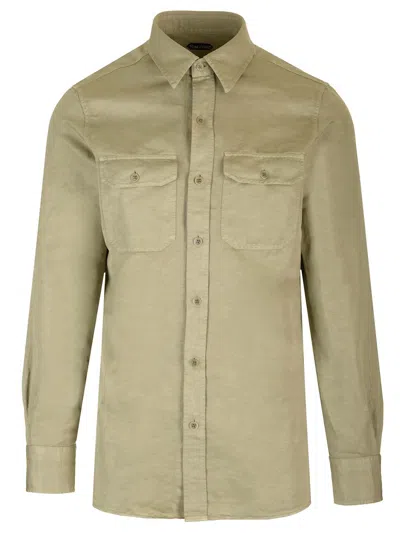 Tom Ford Cotton And Linen Shirt In Green