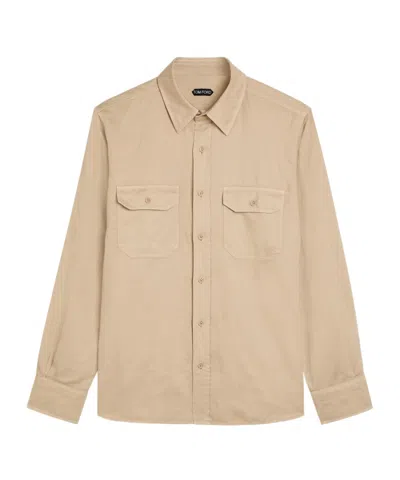 Tom Ford Cotton And Linen-blend Shirt In Neutral