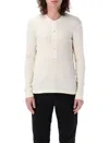Tom Ford Slim-fit Ribbed Stretch Lyocell And Cotton-blend Henley T-shirt In Beige