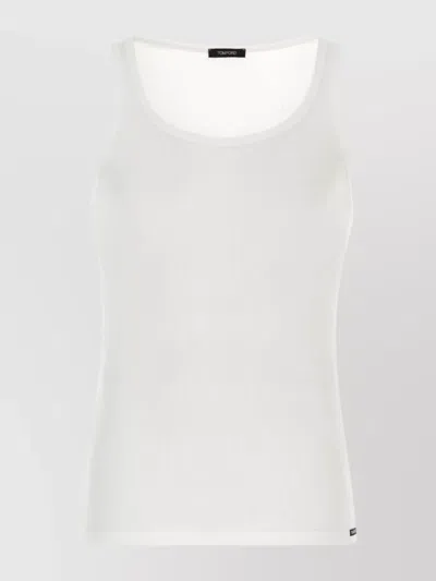 Tom Ford Ribbed-knit Cotton-blend Tank Top In White