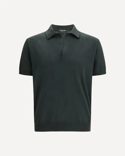 Tom Ford Cotton And Silk Blend Polo Shirt In Green