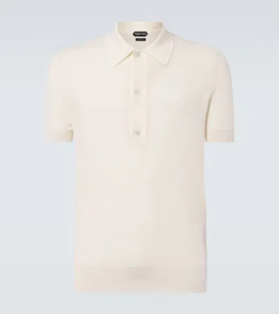 Tom Ford Cotton And Silk Polo Shirt In Neutral