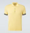 Tom Ford Contrast Piping Silk Polo T-shirt In Yellow