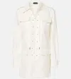 Tom Ford Lace-up Cotton And Silk-blend Twill Mini Dress In Weiss