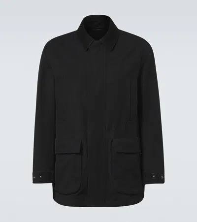 Tom Ford Suede-trimmed Cotton-blend Twill Jacket In Black