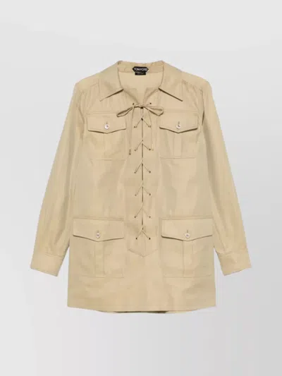 Tom Ford Cotton And Silk Twill Safari Tunic In Neutrals