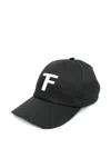 Tom Ford Black Baseball Cap With Logo Embroidery On The Front And Logo Lettering On The Rear In Cotton Man