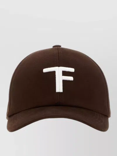 Tom Ford Cotton Baseball Cap Adjustable Strap Logo In Brown