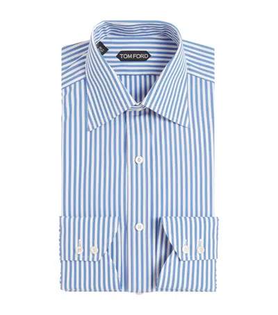 Tom Ford Cotton Baton Striped Shirt In Blue