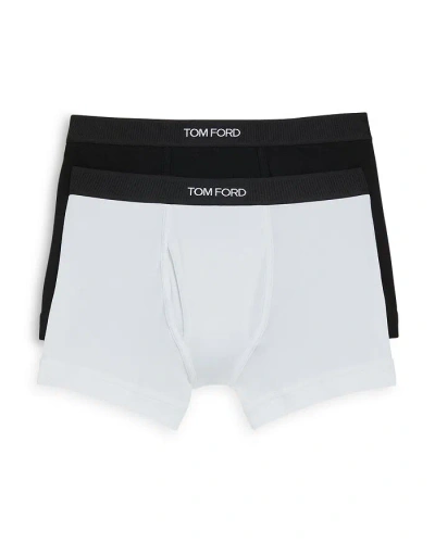 Tom Ford Cotton Blend Boxer Briefs, Set Of 2 In Black/white