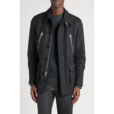 Tom Ford Cotton Blend Field Jacket In Black