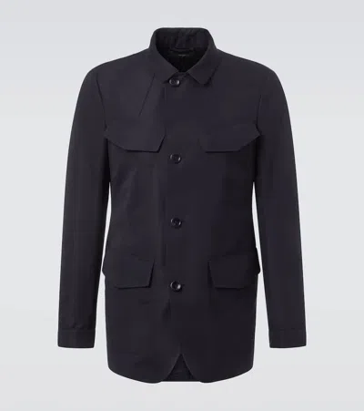 Tom Ford Micro Ottoman Military Jacket In Blue