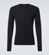 Tom Ford Cotton-blend Jersey Henley Shirt In Black