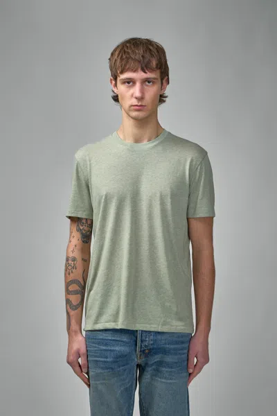 Tom Ford Cotton Blend Melange Crew Neck In Green