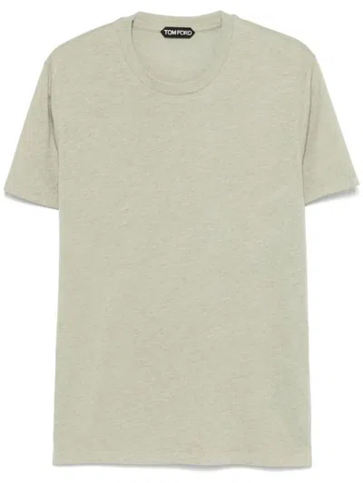 Tom Ford Cotton Blend Melange Crew Neck T-shirt Clothing In Green