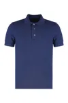 Tom Ford Black Short-sleeves Polo In Cotton Piquet Jersey Man In Blue