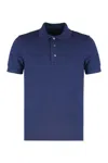 Tom Ford Black Short-sleeves Polo In Cotton Piquet Jersey Man In Blue