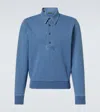 Tom Ford Polo-collar Cotton-blend Sweatshirt In Blue