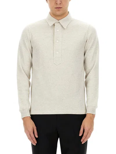 Tom Ford Cotton Blend Polo Shirt In Neutral