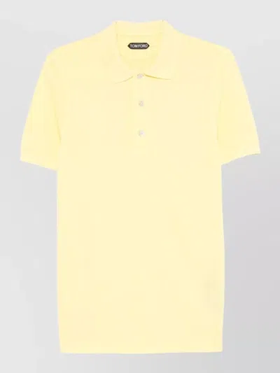 Tom Ford Cotton Blend Polo Shirt Short Sleeves In Neutral