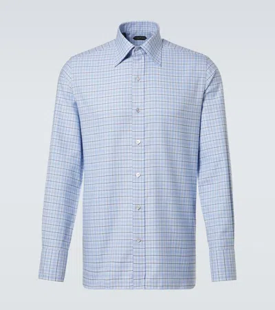 Tom Ford Cotton-blend Shirt In Blue