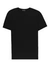 Tom Ford Black Crewneck T-shirt With Logo Embroidery On The Front In Cotton Blend Man In Black