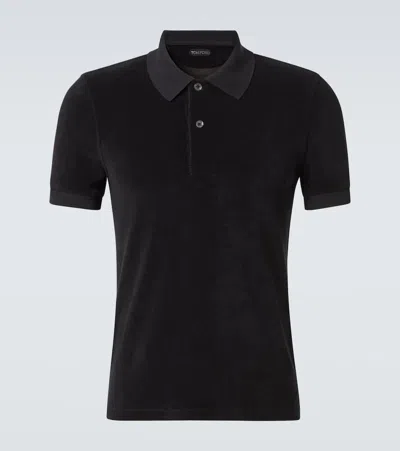 Tom Ford Towelling Short-sleeved Slim-fit Polo Shirt In Blue