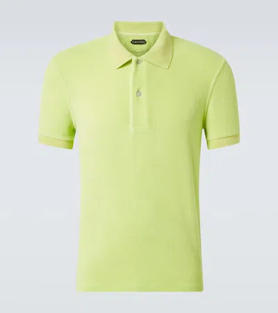 Tom Ford Cotton-blend Terry Polo Shirt In Green
