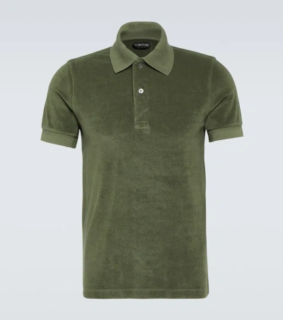 Tom Ford Cotton-blend Terry Polo Shirt In Green