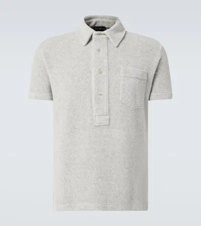 Tom Ford Grey Polo Shirt With Classic Collar In Cotton Blend Man In Light Grey