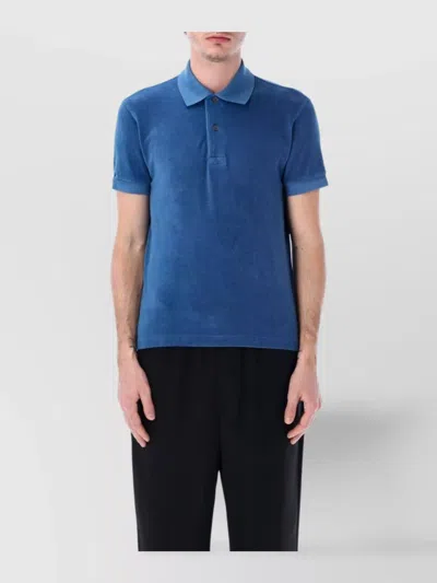 Tom Ford Cotton Blend Toweling Polo Shirt In Blue
