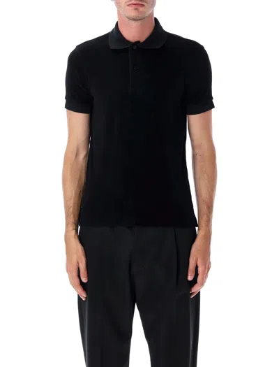 Tom Ford Cotton-blend Towelling Polo In Black