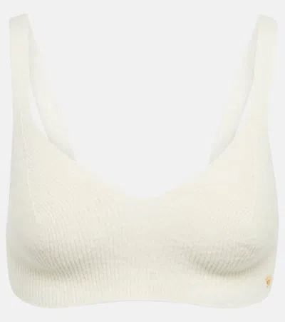 Tom Ford Ribbed Cotton-blend Bralette In Ivory