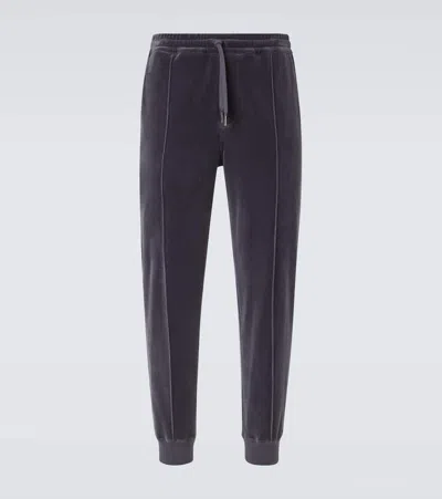 Tom Ford Cotton-blend Velour Sweatpants In Black