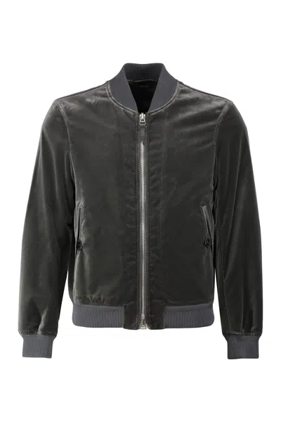 Tom Ford Cotton Bomber Jacket In Black