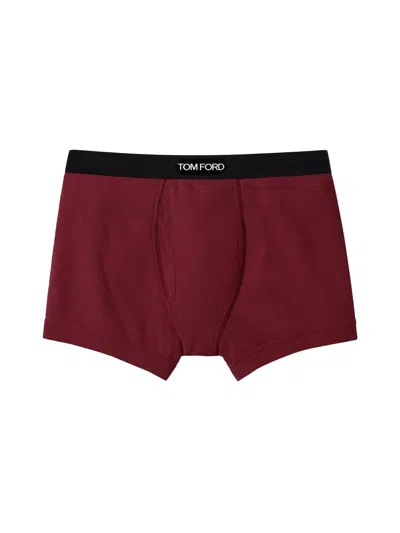 Tom Ford Cotton Boxer Briefs In Burgundy