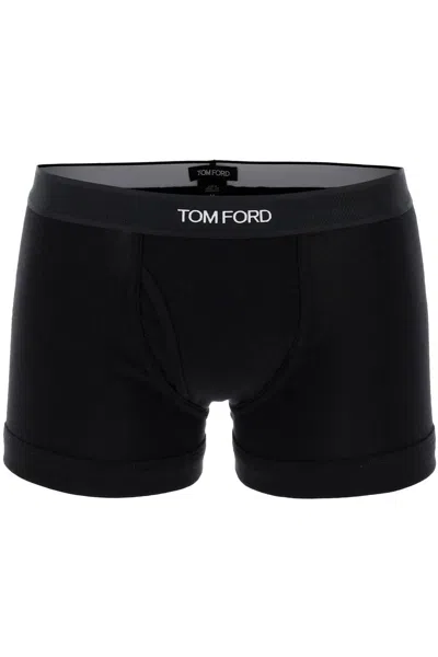 Tom Ford Cotton Boxer Briefs With Logo Band In Nero