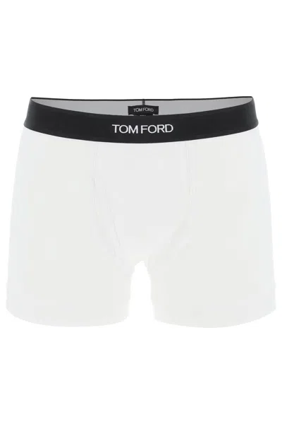Tom Ford Cotton Boxer Briefs With Logo Band In White
