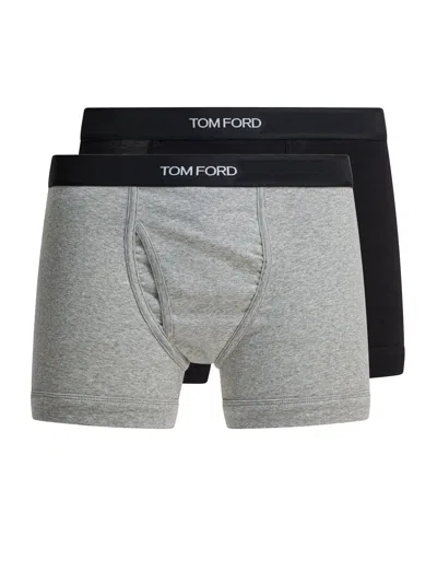Tom Ford Cotton Boxer Shorts With Logo In Multi