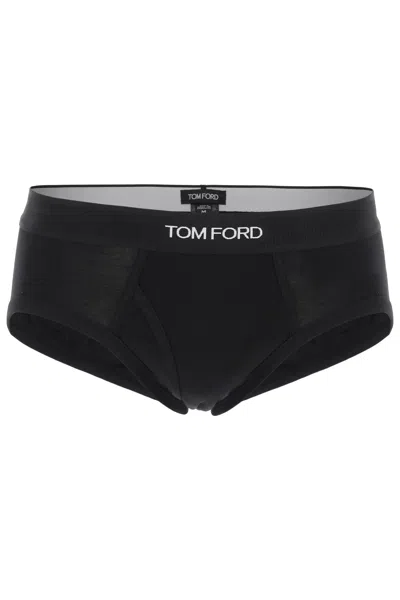 Tom Ford Cotton Briefs With Elastic Band In Black