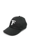 Tom Ford Black Baseball Cap With Logo Embroidery On The Front And Logo Lettering On The Rear In Cotton Man In Black