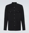 Tom Ford Black Shirt With Tonal Buttons And Patch Pockets In Cotton Man In Black
