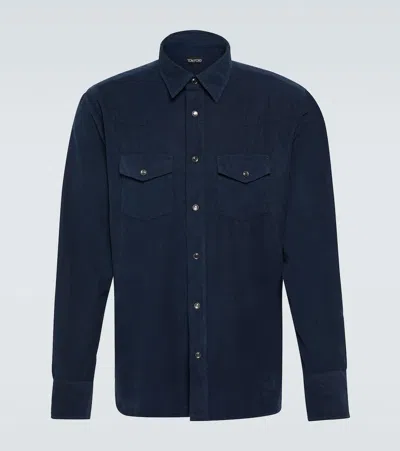 Tom Ford Cotton Corduroy Western Shirt In Blue