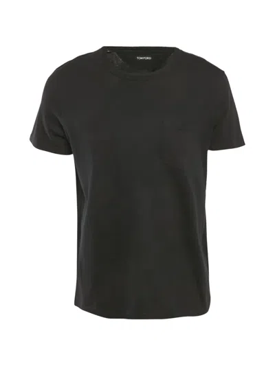 Pre-owned Tom Ford Cotton Crew Neck Pocket T-shirt In Black