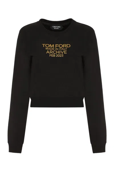 Tom Ford Cotton Jersey Sweatshirt In Xlbgo Black Gold